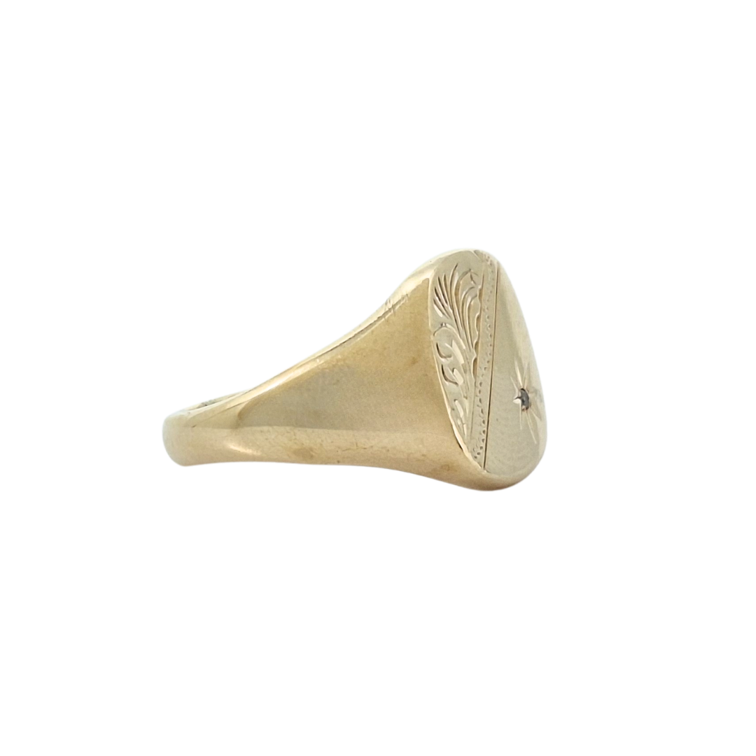 9ct Yellow Gold Diamond Signet Ring