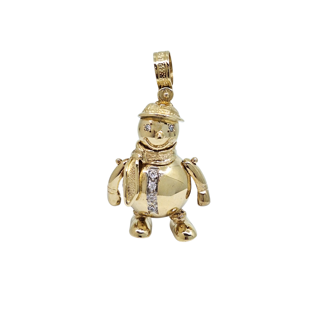 9ct Yellow Gold Snowman Pendant