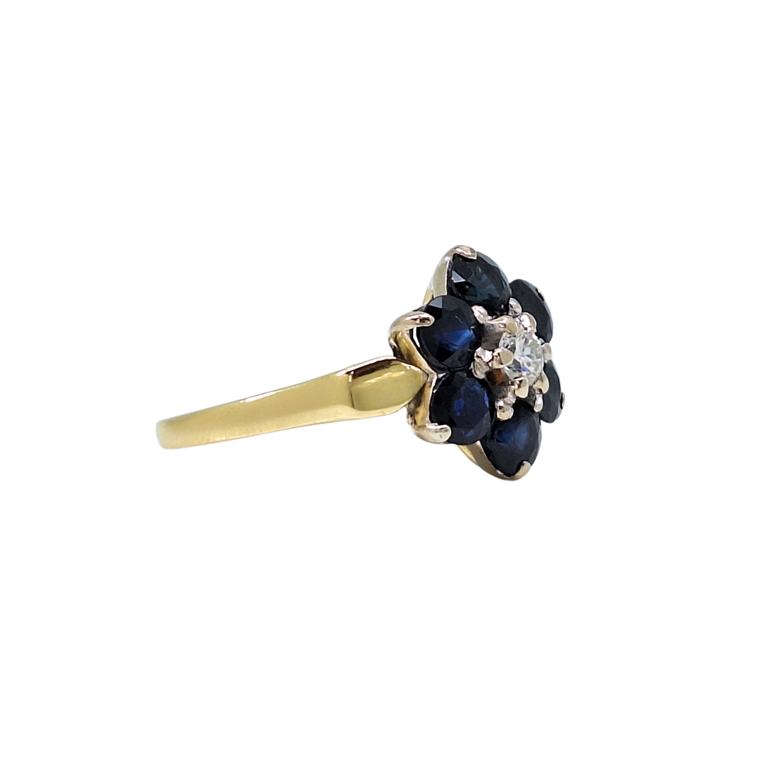18ct Yellow Gold Sapphire & Diamond Cluster Ring