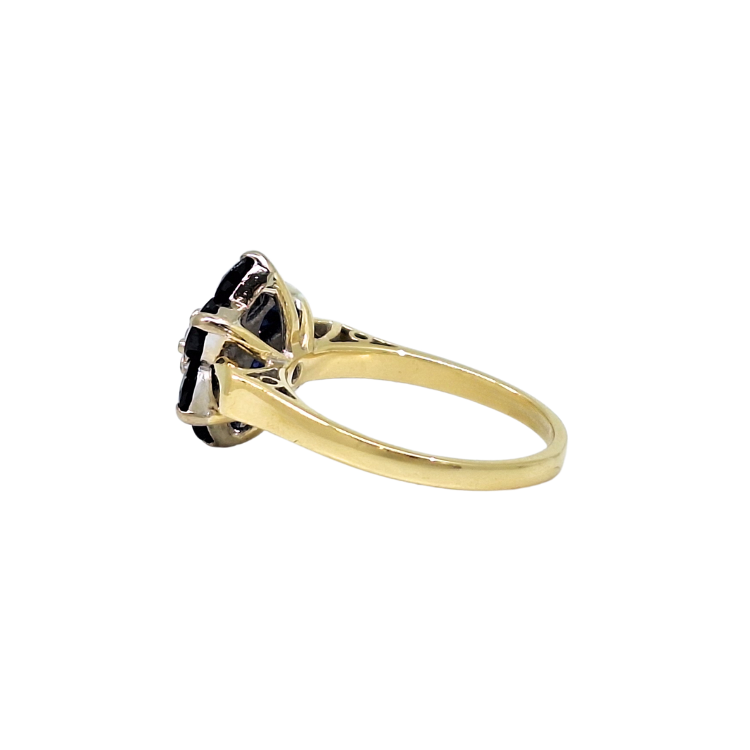 18ct Yellow Gold Sapphire & Diamond Cluster Ring