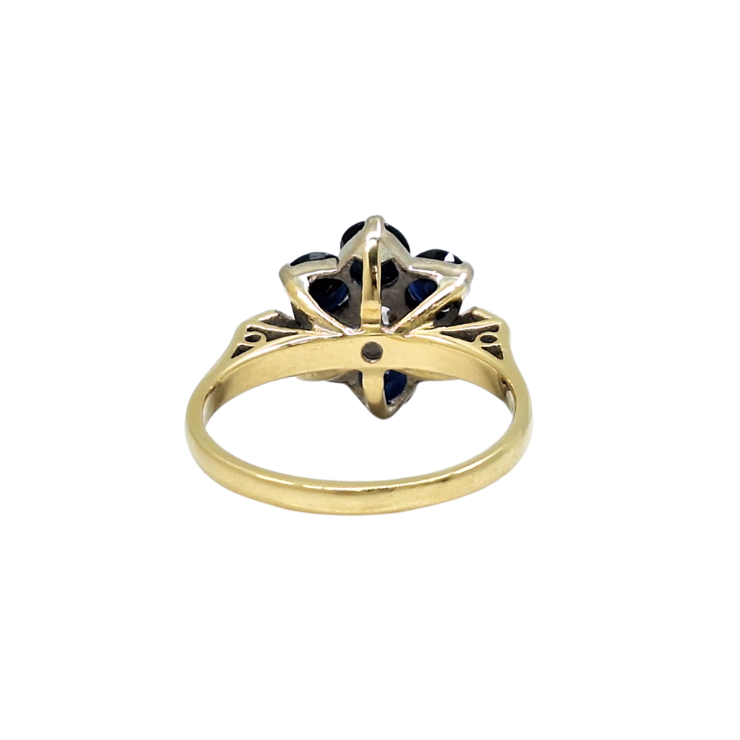 18ct Yellow Gold Sapphire & Diamond Cluster Ring