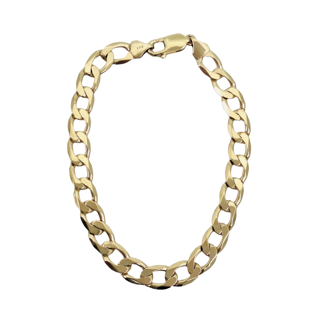 9ct Yellow Gold Curb Bracelet 9"