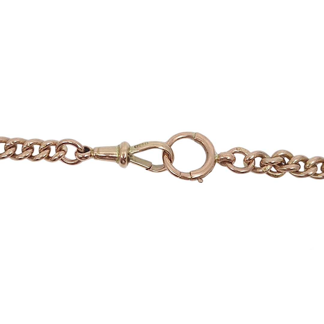 9ct Rose Gold Albert Chain 18" & Full Sovereign 1913