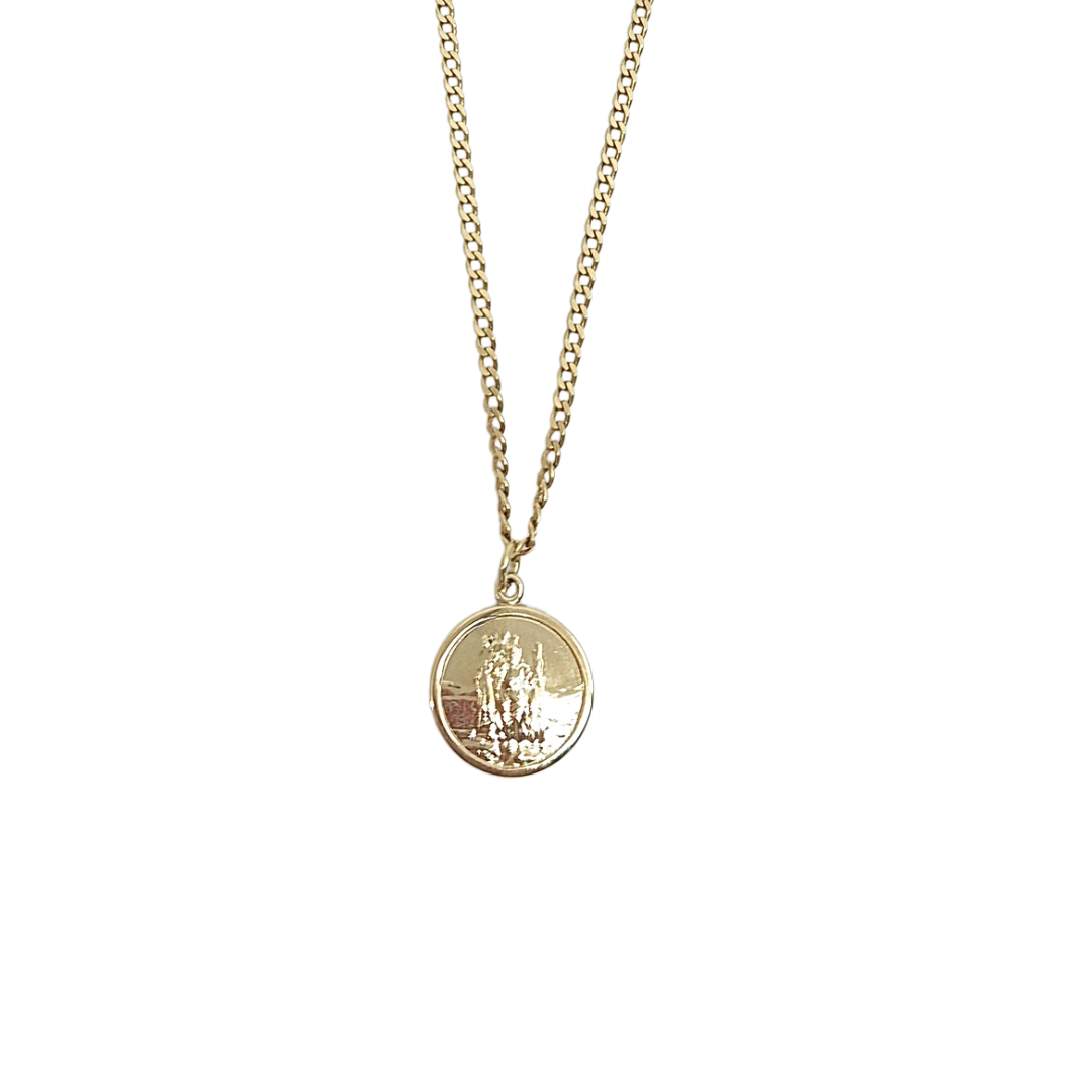 9ct Yellow Gold St Christopher & Chain 25"