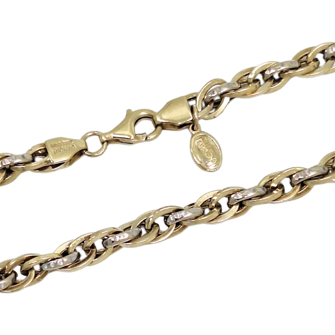 14ct Two Colour Gold Fancy Link Chain 18"