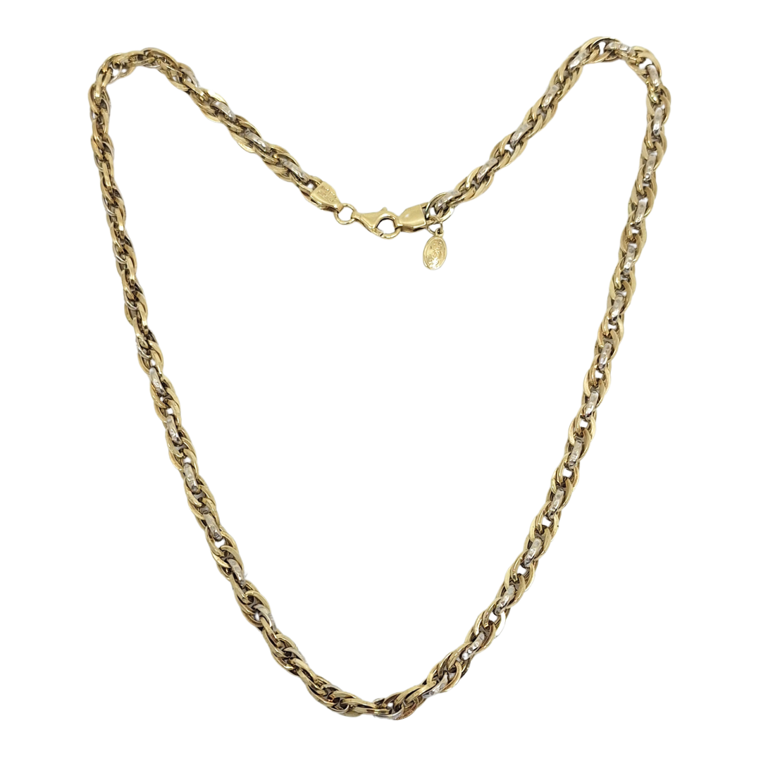 14ct Two Colour Gold Fancy Link Chain 18"