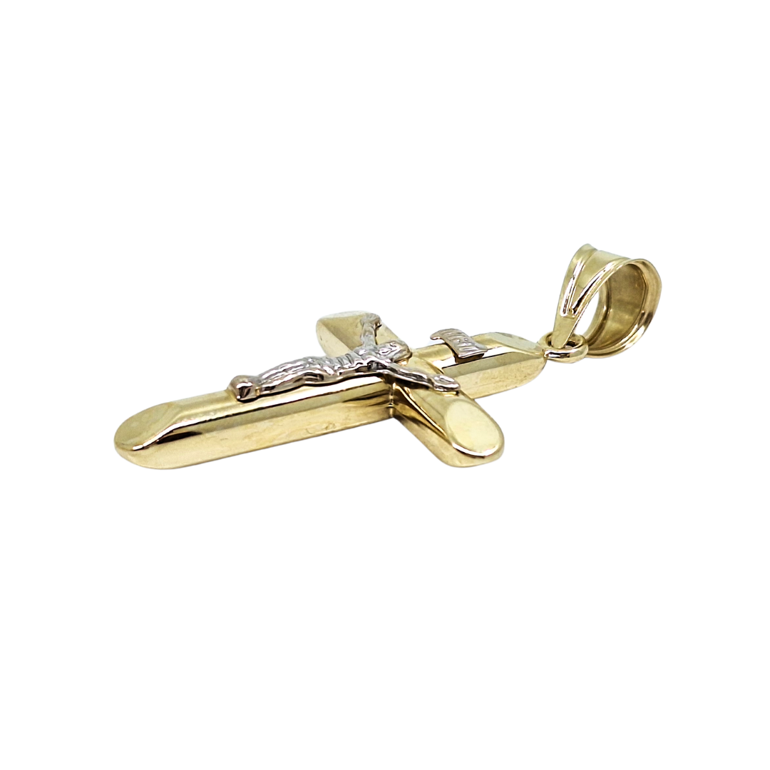 14ct Two Colour Gold Crucifix