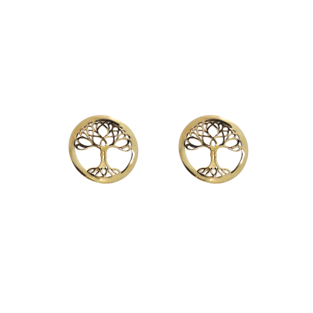 14ct Yellow Gold Tree Of Life Stud Earrings