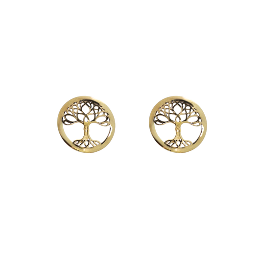 14ct Yellow Gold Tree Of Life Stud Earrings