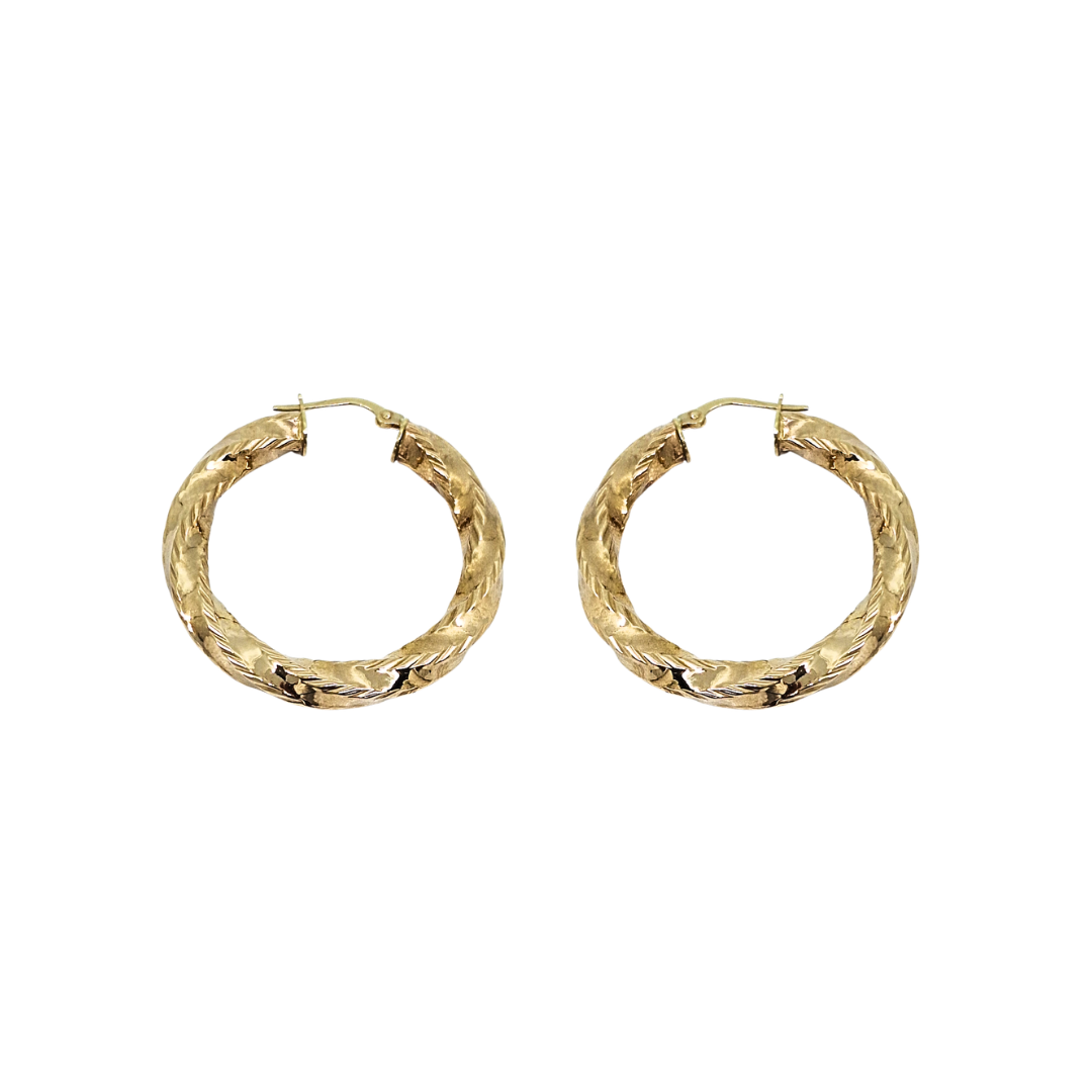 9ct Yellow Gold Twist Hoop Earrings