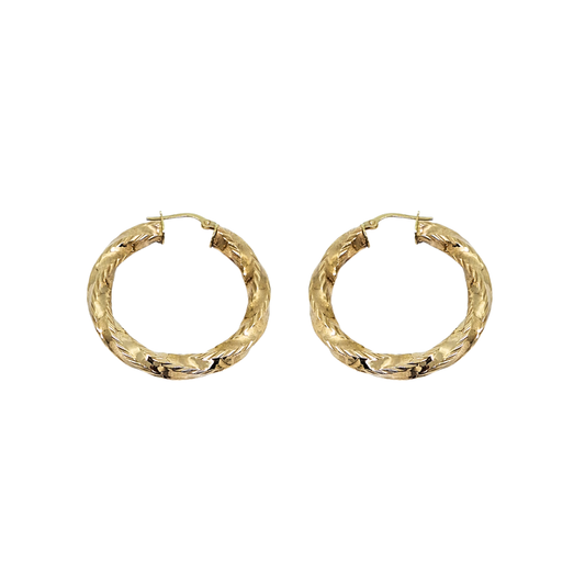 9ct Yellow Gold Twist Hoop Earrings