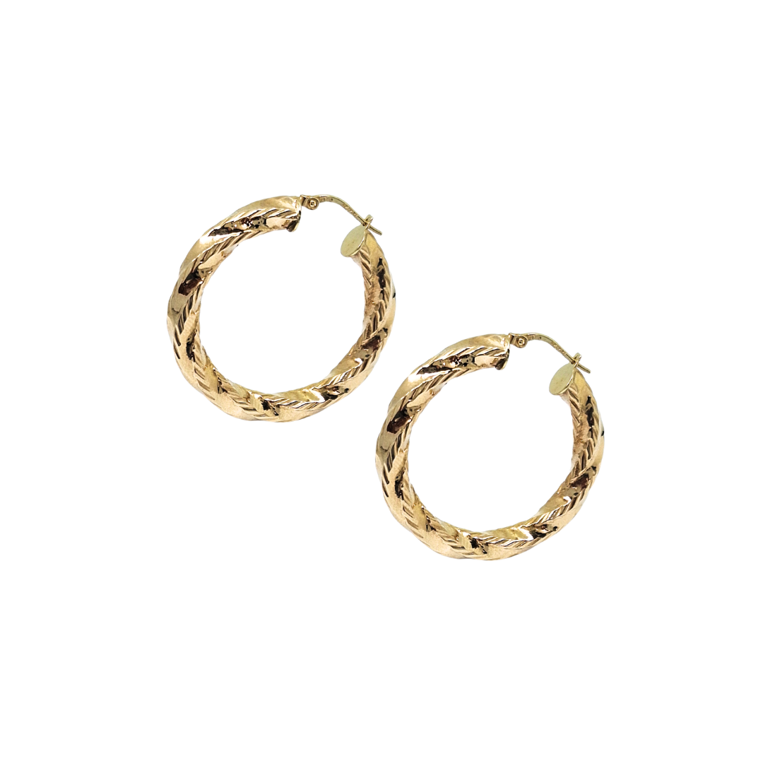 9ct Yellow Gold Twist Hoop Earrings