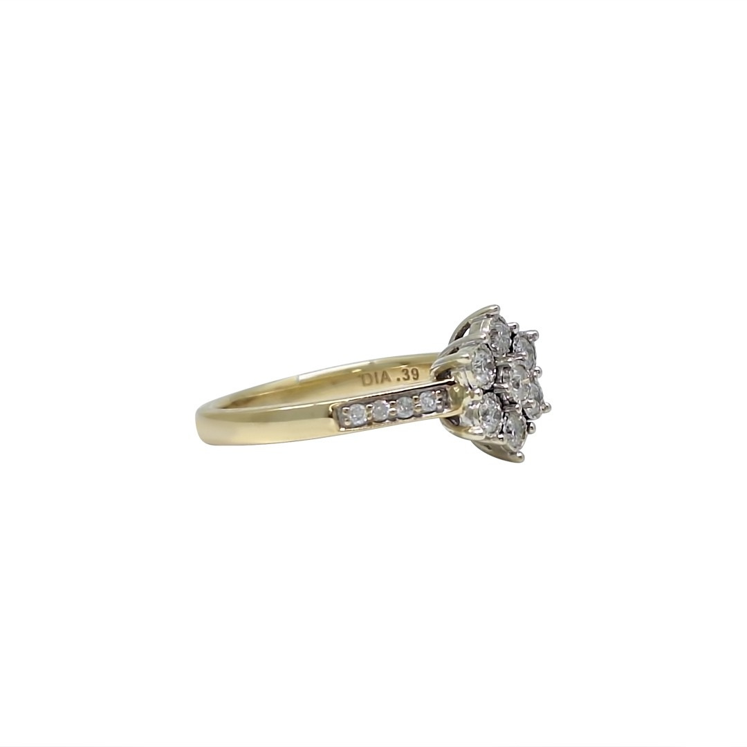 9ct Yellow Gold Diamond Cluster Ring 0.39ct