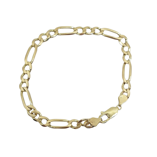 9ct Yellow Gold Figaro Bracelet 9"