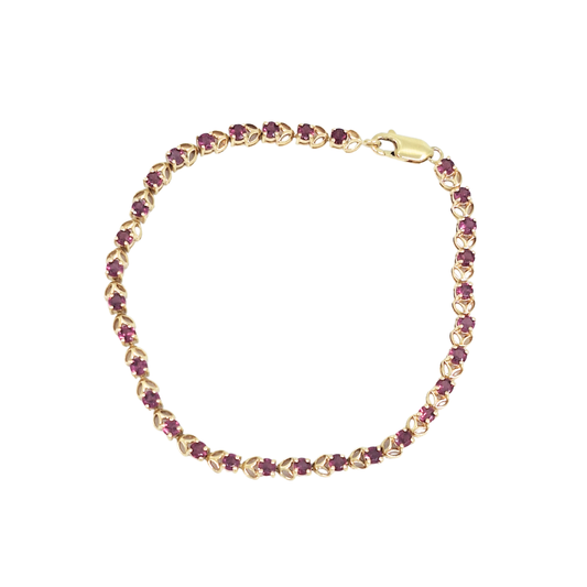 9ct Yellow Gold Pink Sapphire Bracelet 8"