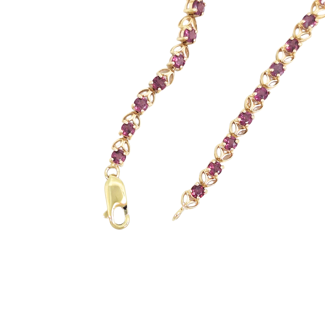 9ct Yellow Gold Pink Sapphire Bracelet 8"
