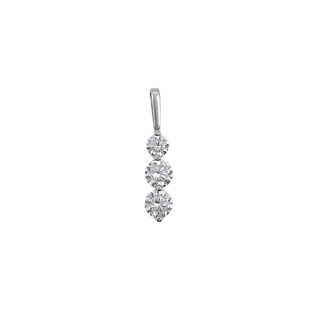 Silver CZ Three Stone Drop Pendant