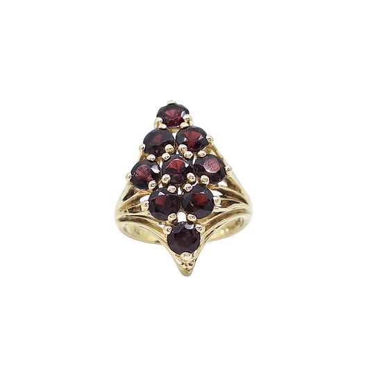9ct Yellow Gold Garnet Cluster Ring