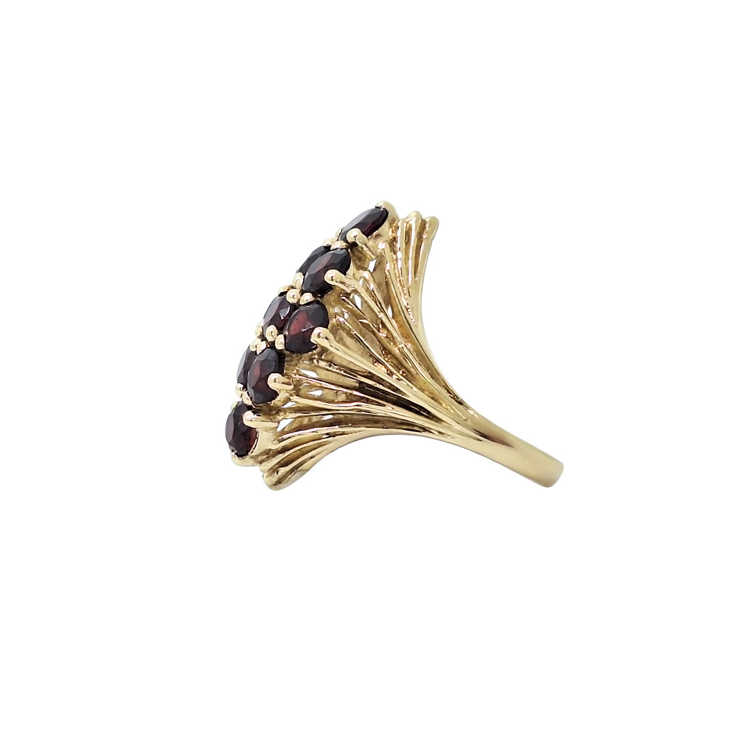 9ct Yellow Gold Garnet Cluster Ring
