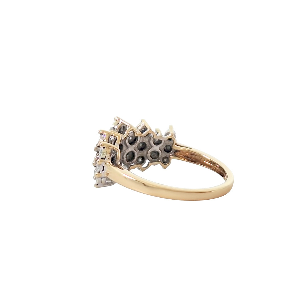 9ct Yellow Gold Diamond Illusion Set Cluster Ring