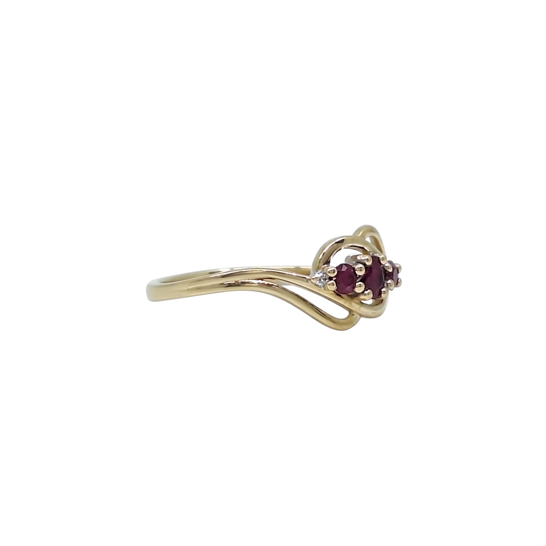 9ct Yellow Gold Ruby & Diamond Fancy Ring