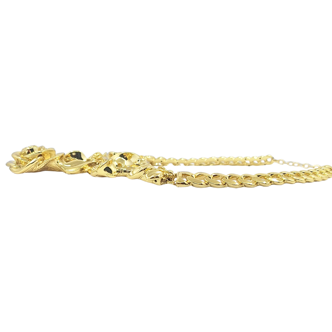 18ct Yellow Gold Hollow Four Piece Flower Set