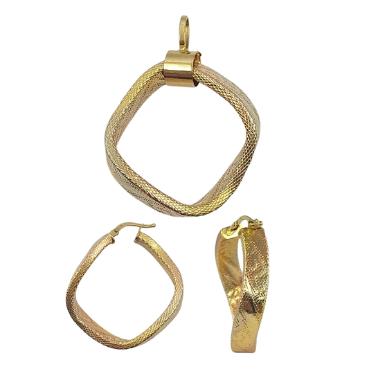 18ct Yellow Gold Hoop Earrings & Pendant Set