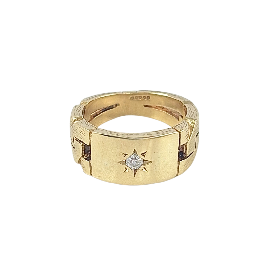 9ct Yellow Gold Diamond Link Style Ring