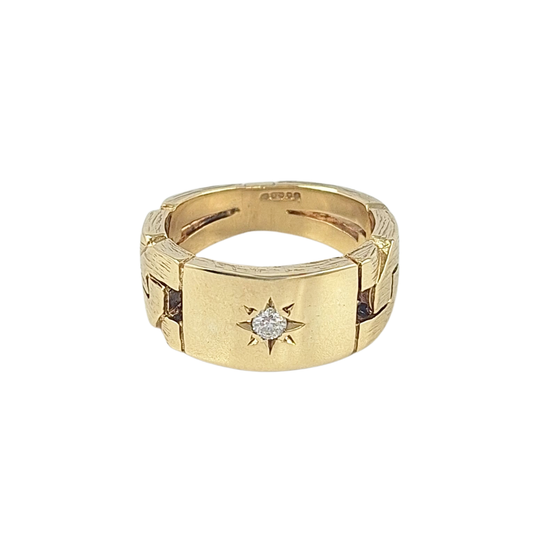 9ct Yellow Gold Diamond Link Style Ring