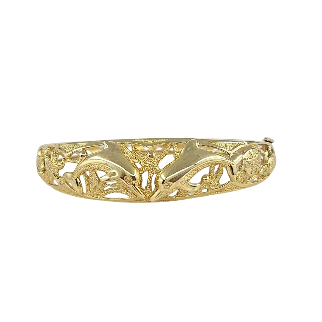 14ct Yellow Gold Marine Hinged Bangle