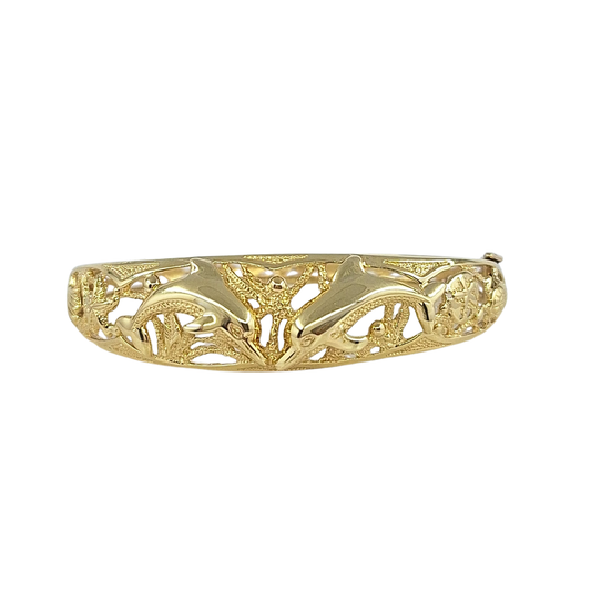 14ct Yellow Gold Marine Hinged Bangle