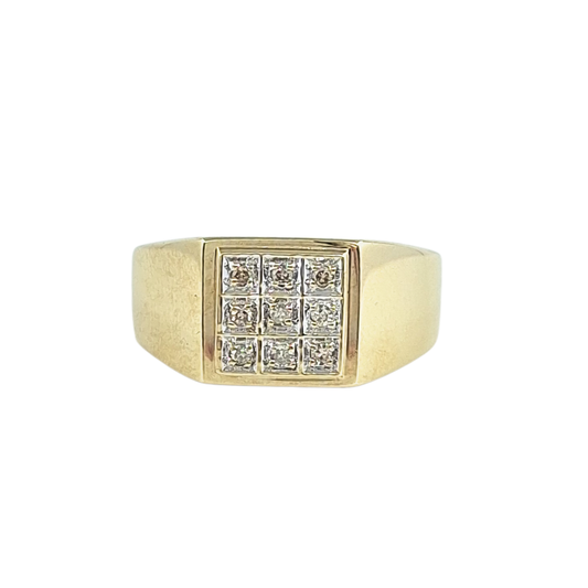 9ct Yellow Gold Diamond Signet Ring