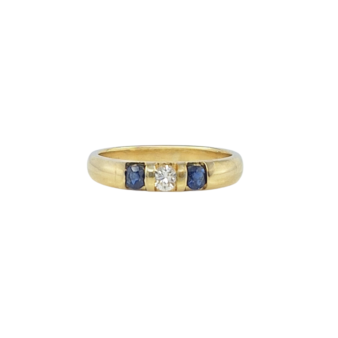 18ct Yellow Gold Diamond And Sapphire Band Ring