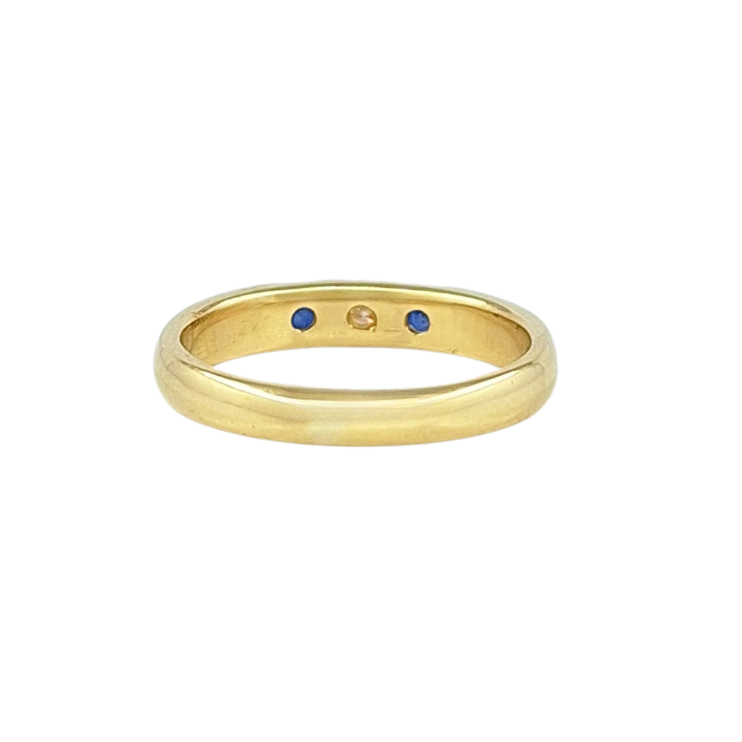 18ct Yellow Gold Diamond And Sapphire Band Ring