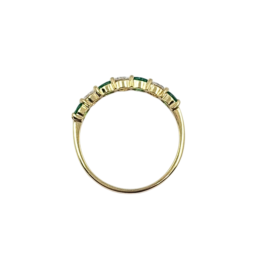 18ct Yellow Gold Diamond And Emerald Half Eternity Ring