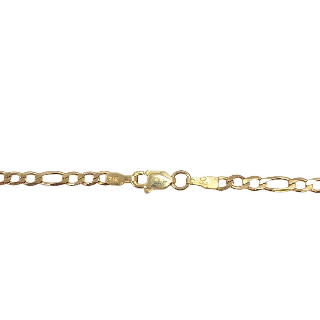 9ct Yellow Gold Figaro Chain 18" & Heart Locket Pendant