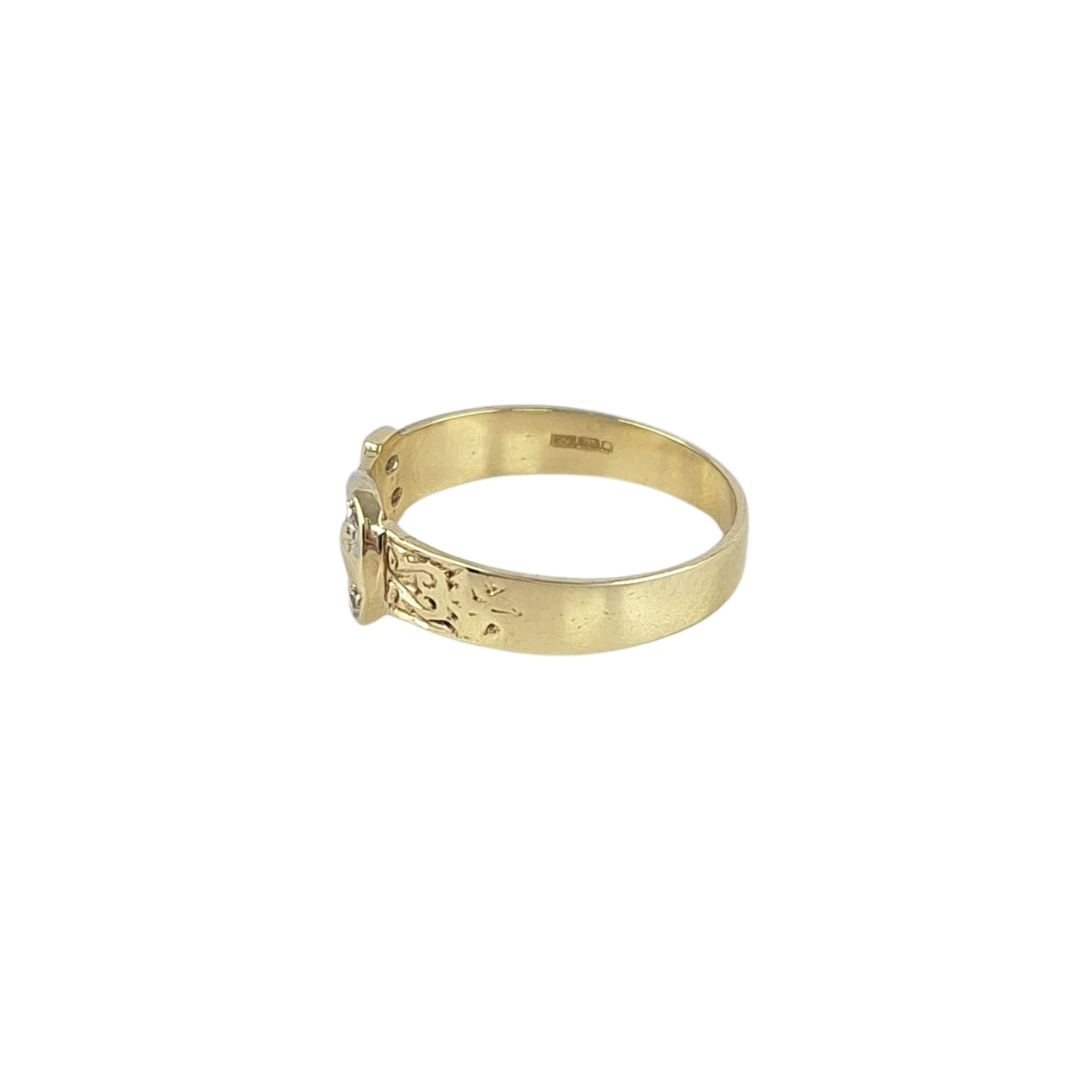 9ct Yellow Gold Cz Kids Buckle Ring