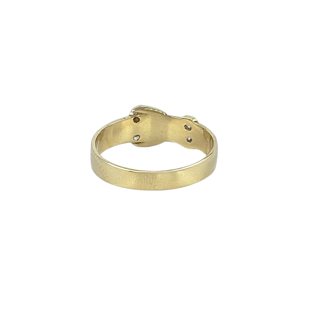 9ct Yellow Gold Cz Kids Buckle Ring