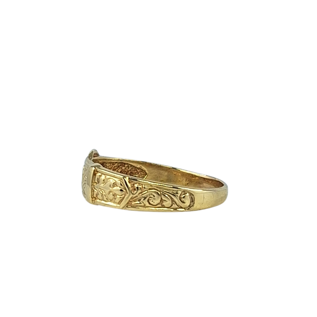 9ct Yellow Gold Patterned Buckle Ring