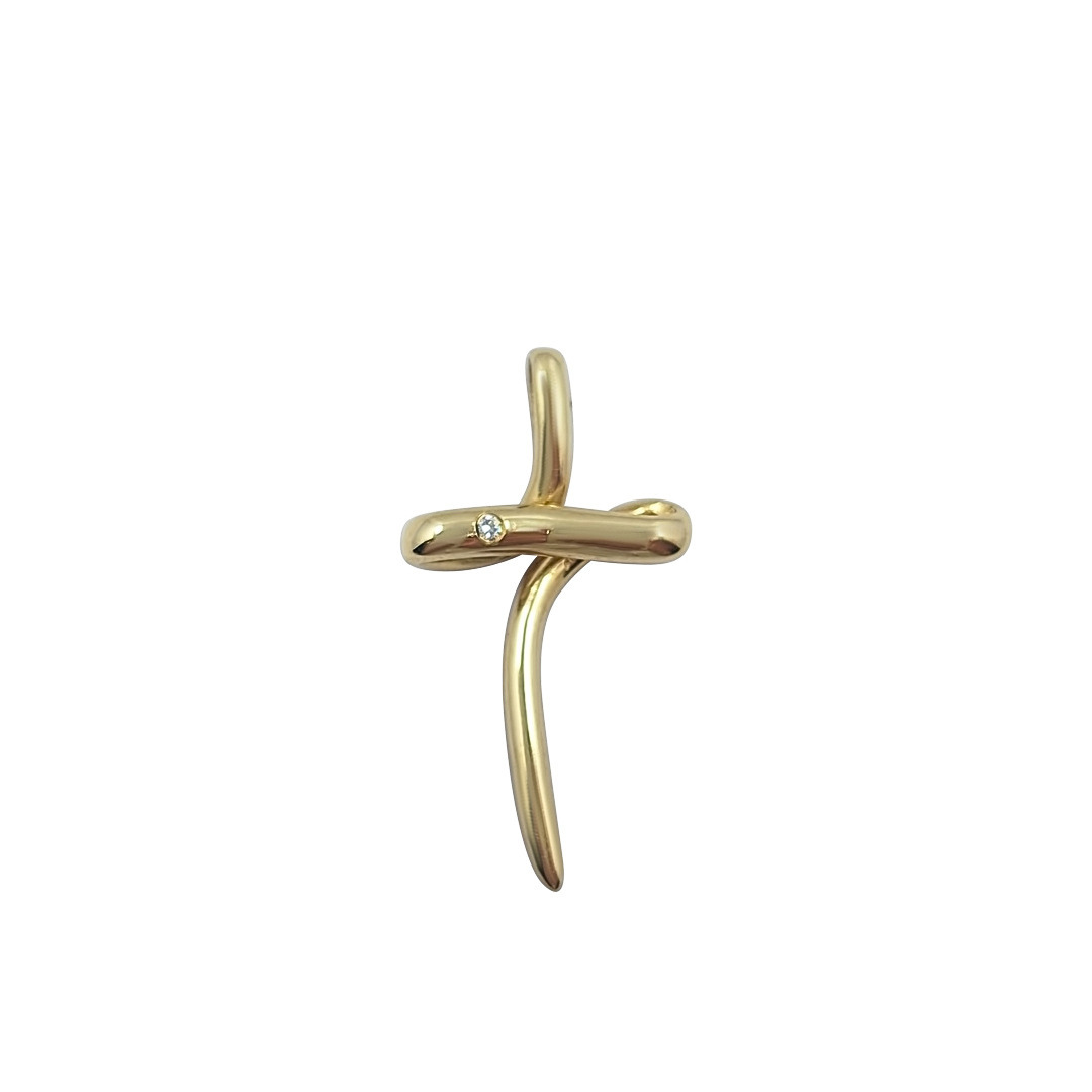 9ct Yellow Gold CZ Cross Pendant