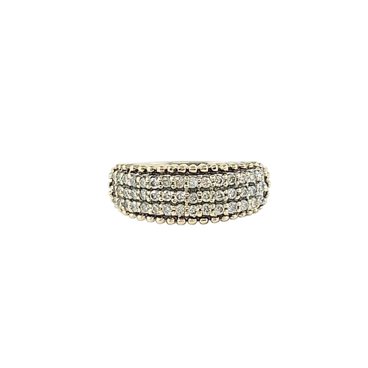 9ct Yellow Gold 3 Row Diamond Ring 0.50ct