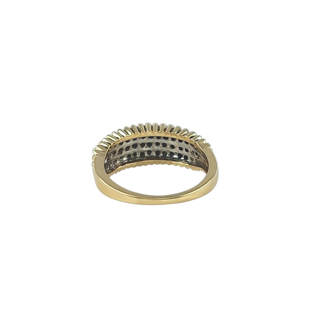 9ct Yellow Gold 3 Row Diamond Ring 0.50ct