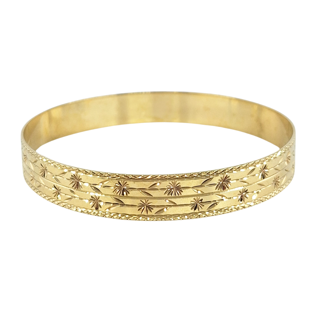 9ct Yellow Gold Patterned Slave Bangle