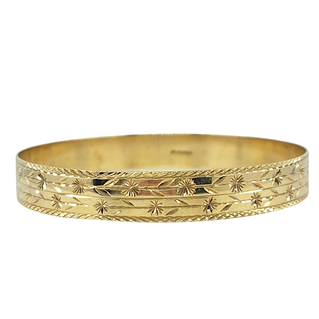 9ct Yellow Gold Patterned Slave Bangle