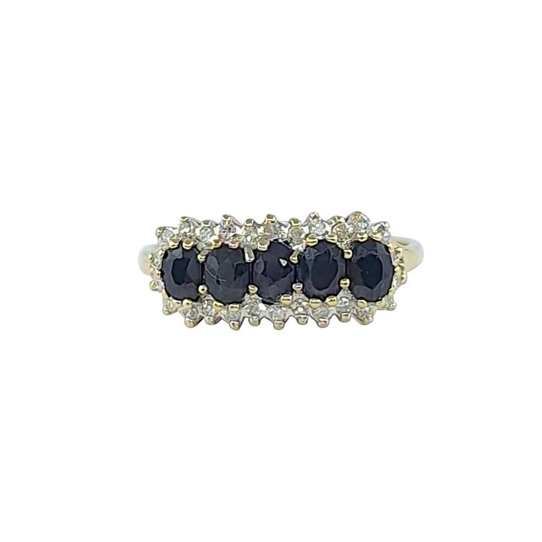 9ct Yellow Gold Sapphire & Diamond Ring