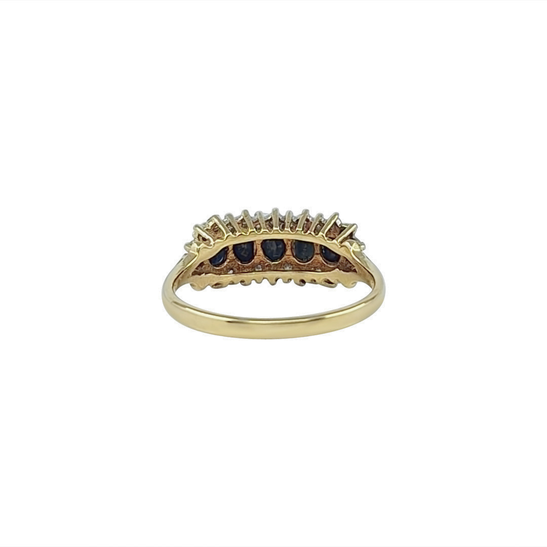 9ct Yellow Gold Sapphire & Diamond Ring