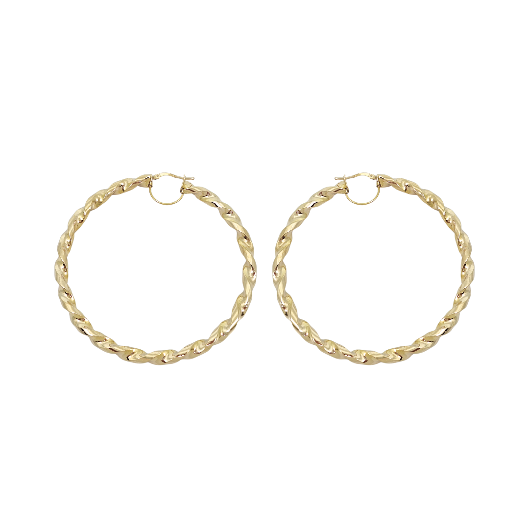 9ct Yellow Gold Large Twist Hoops