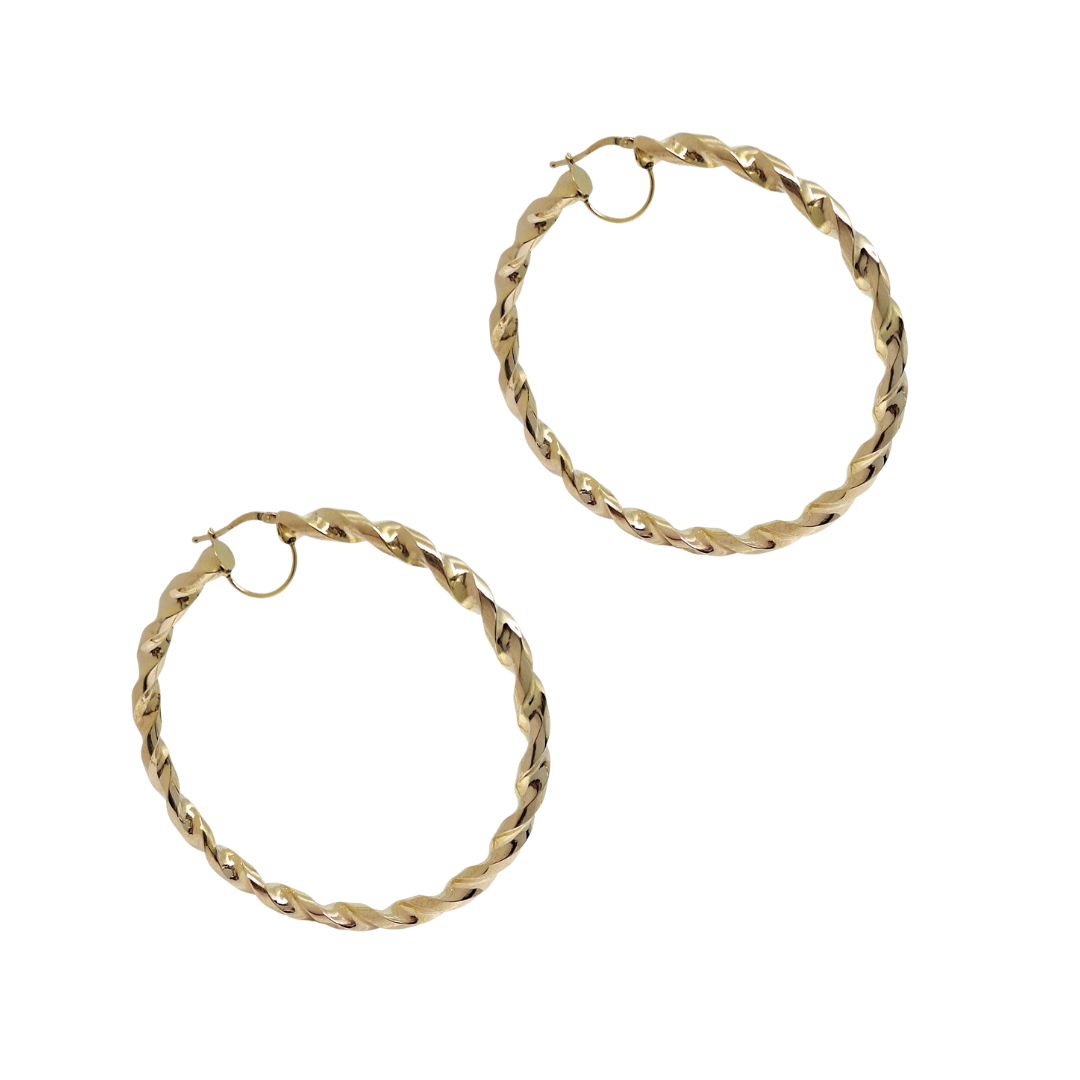 9ct Yellow Gold Large Twist Hoops