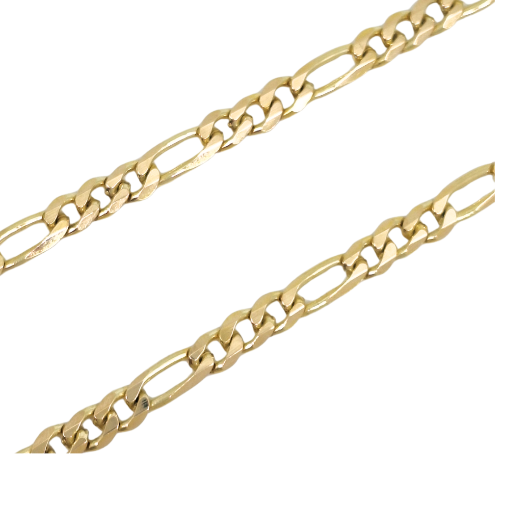 9ct Yellow Gold Solid Figaro Chain 20"