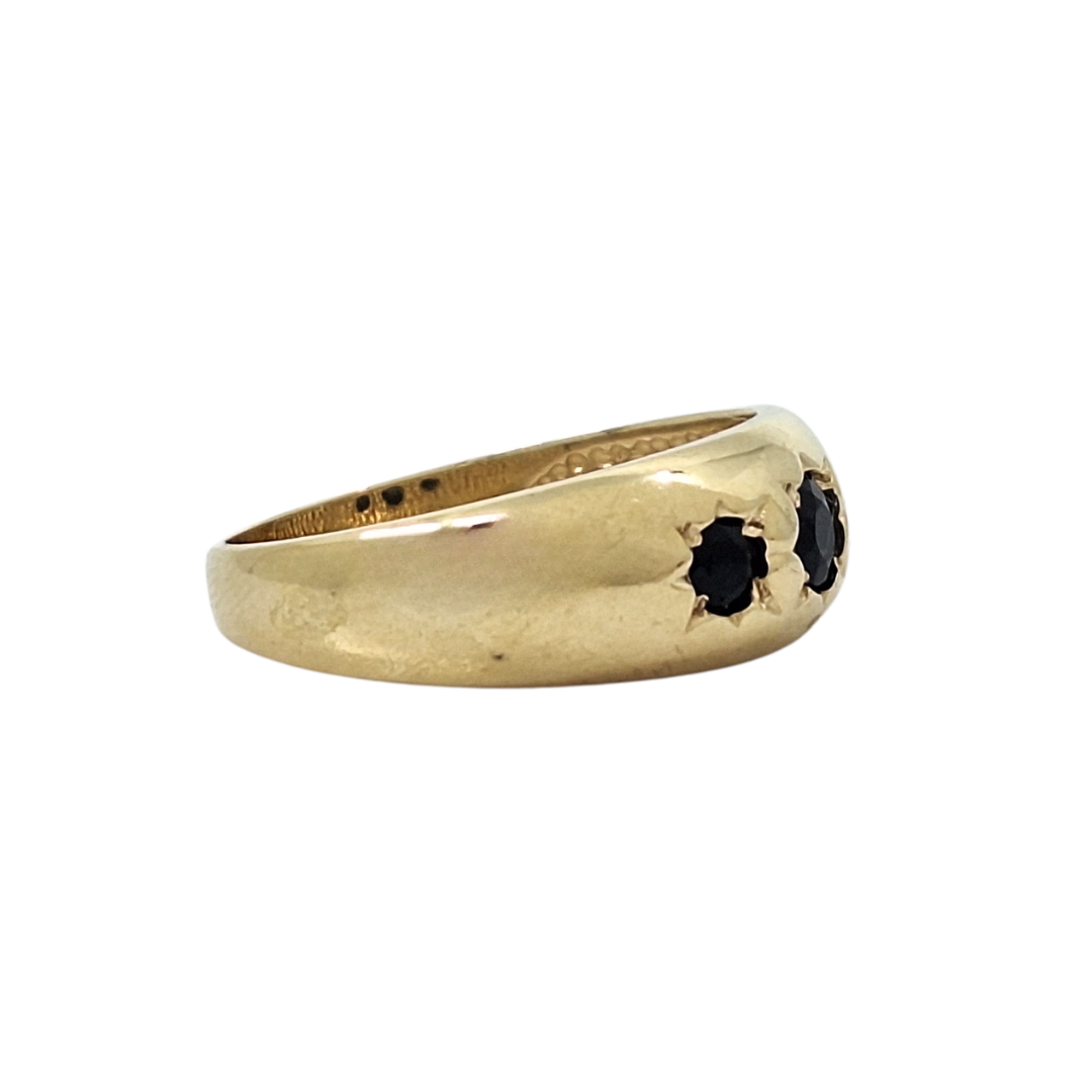9ct Yellow Gold Three Stone Sapphire Signet Ring